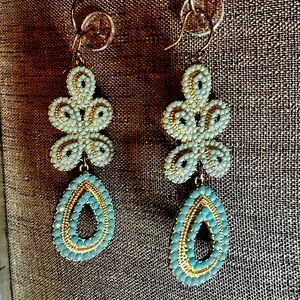 Stella & Dot turquoise and gold earrings